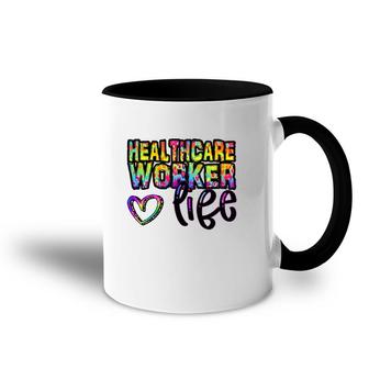 Healthcare Workers Life Heart Rainbow Text Doctor Nurse Gift Accent Mug | Mazezy