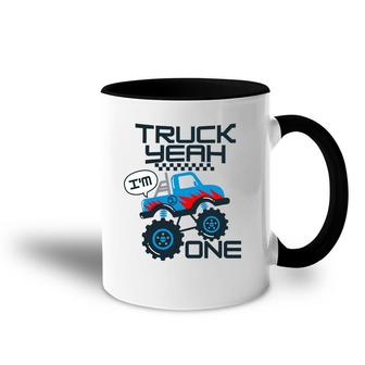 I Am One 1St Birthday Truck Yeah One Boy Accent Mug - Seseable
