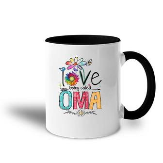 I Love Being Called Oma Daisy Flower Cute Mother's Day Raglan Baseball Tee Accent Mug | Mazezy