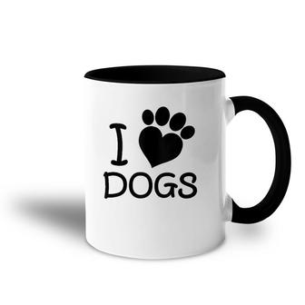 I Love Dogs Heart Paw Dog Lover Accent Mug | Mazezy