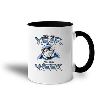 I Wait All Year For This Week Cool Shark Accent Mug | Mazezy