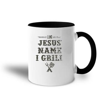 In Jesus' Name I Grill Christian Grilling Graphic Accent Mug | Mazezy