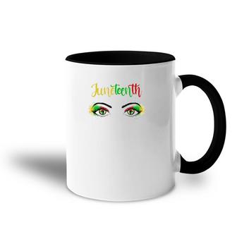 Juneteenth 1865 Bright Eyes African American Map Pan-African Colours Accent Mug | Mazezy