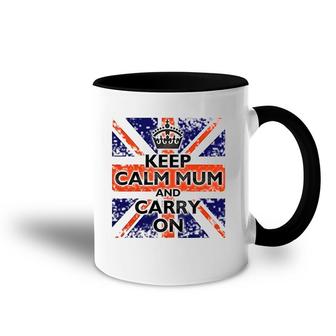 Keep Calm Mum And Carry On British Flag Accent Mug - Seseable