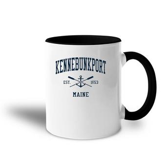 Kennebunkport Me Vintage Navy Crossed Oars & Boat Anchor Accent Mug | Mazezy