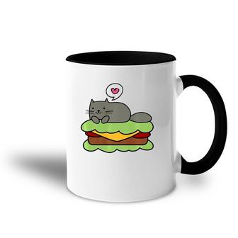 Keto Kitty On Bunless Cheeseburger Tee Accent Mug | Mazezy