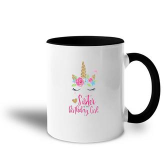 Kids Unicorn Sister Of The Birthday Girl Matching Party Accent Mug - Seseable