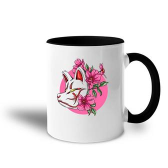 Kitsune Nine Tailed Fox Sakura Cherry Blossom Flowers Accent Mug | Mazezy
