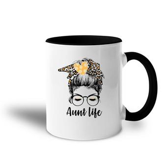 Leopard Auties Aunt Life Cute Messy Bun Girl Mother's Day Accent Mug | Mazezy