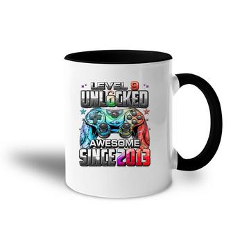 Level 9 Unlocked Awesome Since 2013 9Th Birthday Gaming Accent Mug | Mazezy