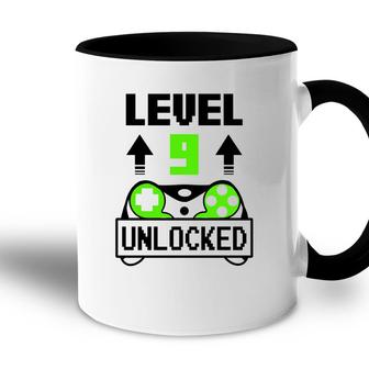 Level 9 Unlocked Neon Green 9Th Birthday Accent Mug - Seseable