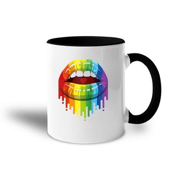 Lgbt Rainbow Kissable Mouth Teepride Gay Csd Raglan Baseball Tee Accent Mug | Mazezy
