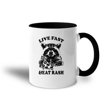 Live Fast Eat Trash Funny Raccoon Camping Vintage Accent Mug | Mazezy