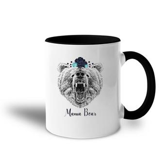 Mama Bear Floral Wild American Grizzly Accent Mug | Mazezy