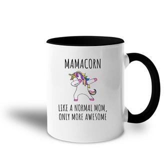 Mamacorn Like A Mom Only Awesome Dabbing Unicorn Accent Mug | Mazezy