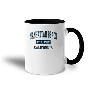 Manhattan Beach California Ca Vintage Sports Design Navy Accent Mug | Mazezy