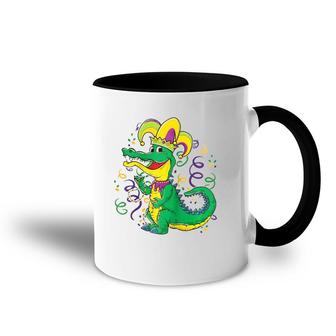 Mardi Gras Crocodile Funny Alligator Jester Hat Accent Mug | Mazezy