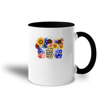 Mason Jars Flowers Wife Mom Grammy Usa Flag 4Th Of July Accent Mug | Mazezy