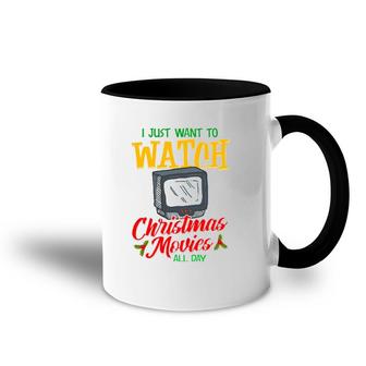 Mens Christmas Movie Lover Fan Watch Tv At Xmas Accent Mug | Mazezy