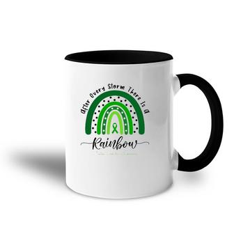 Mental Health Awareness After Every Storm There Is A Rainbow Green Ribbon Accent Mug | Mazezy