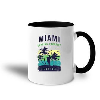 Miami Paradise Beach Cool Miami Florida Surfing Accent Mug | Mazezy