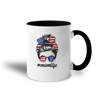 Mom Life Messy Bun America Flag Mother's Day 4Th Of July Accent Mug | Mazezy UK