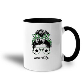 Mom Life Soccer Mom Messy Bun Graphic Funny Mother's Day Accent Mug | Mazezy