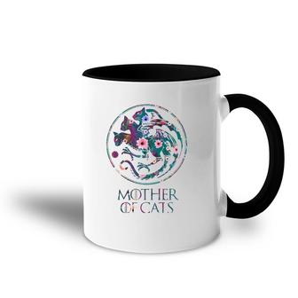 Mother Of Cats With Floral Art - Gift For Cat Lovers Accent Mug | Mazezy
