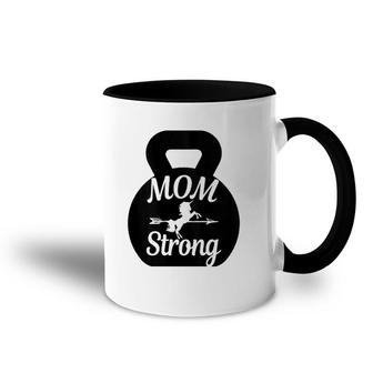 Mother's Day Workout Kettlebell Unicorn Mom Strong Accent Mug | Mazezy