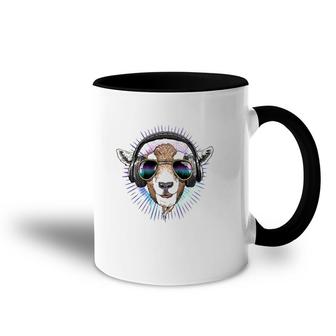Music Goat Dj With Headphones Musical Goat Lovers Accent Mug | Mazezy
