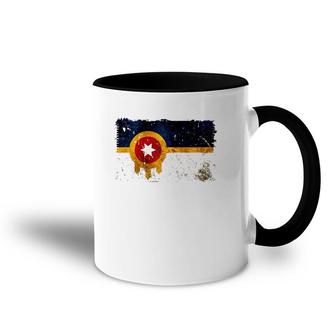 New Tulsa Flag Vintage Distressed Tulsa Oklahoma Raglan Baseball Tee Accent Mug | Mazezy