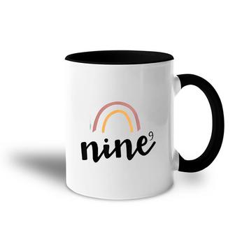 Nine Year Birthday Rainbow Party Boho Family 9 Year Old Accent Mug - Seseable