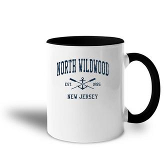 North Wildwood Nj Vintage Navy Crossed Oars & Boat Anchor Accent Mug | Mazezy