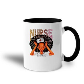 Nurse Black Woman Magic Afro Melanin Queen Black History Accent Mug | Mazezy