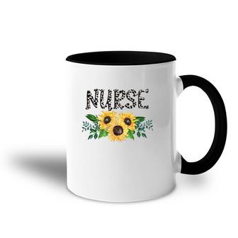 Nurse Leopard Text Sunflower Nursing Gift Accent Mug | Mazezy