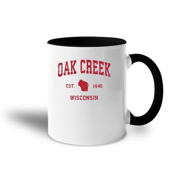 Oak Creek Wisconsin Wi Vintage Sports Design Red Print Accent Mug | Mazezy