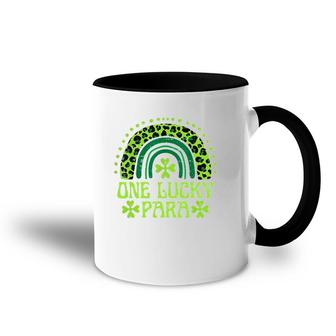 One Lucky Para Funny Family St Patrick's Day Rainbow Leopard Paraprofessional Gift Accent Mug | Mazezy