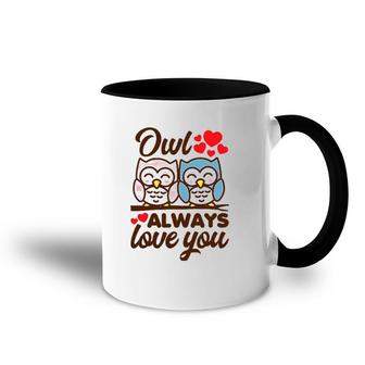 Owl Always Love You Valentine's Day Birds Pun Hearts Accent Mug | Mazezy