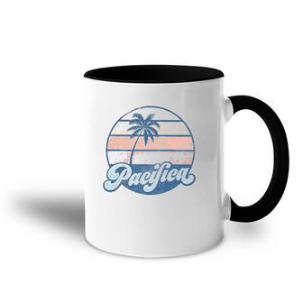 Pacifica California Ca Vintage 70S Retro Surfer Tee Accent Mug | Mazezy