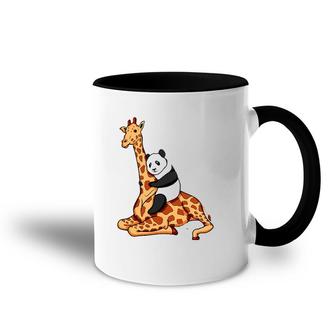 Panda Riding Giraffe Animal Lover Gift Accent Mug | Mazezy