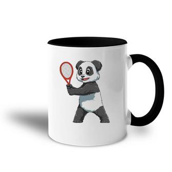 Panda Tennis Panda Playing Tennis Panda Accent Mug | Mazezy