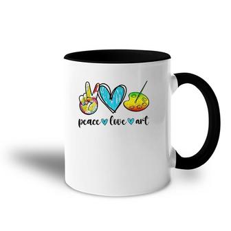 Peace Love Art Painting Palette Funny Art Gifts For Teacher Accent Mug | Mazezy