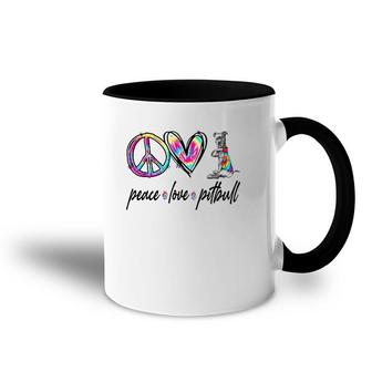 Peace Love Pitbull Tie Dye Dog Lover Mother's Day Accent Mug | Mazezy