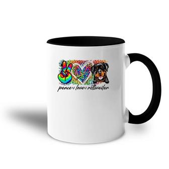 Peace Love Rottweiler Tie Dye Dog Lover Mother's Day Accent Mug | Mazezy