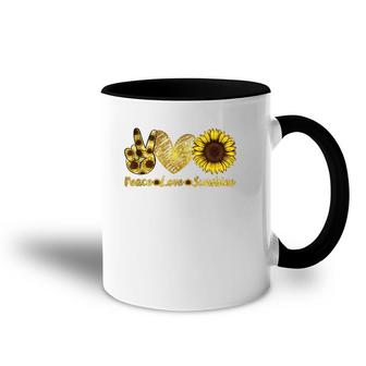 Peace Love Sunshine Sunflower Hippie Summer Lovers Accent Mug | Mazezy