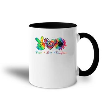 Peace Love Sunshine Sunflower Hippie Tie Dye Accent Mug | Mazezy UK