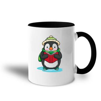 Penguin Book Reading Gif For Bookworm Teachers Accent Mug | Mazezy