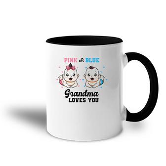 Pink Or Blue Grandma Loves You Gender Reveal Party Baby Accent Mug | Mazezy