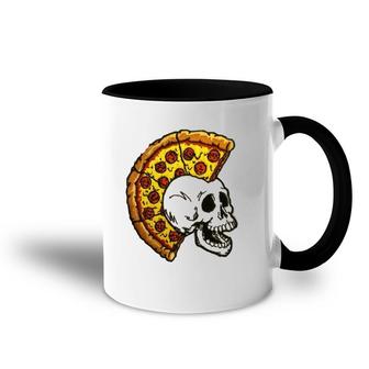 Pizza Mohawk Food Skull Accent Mug | Mazezy