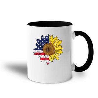 Plus Size Graphic Sunflower Painting With American Flag Accent Mug | Mazezy